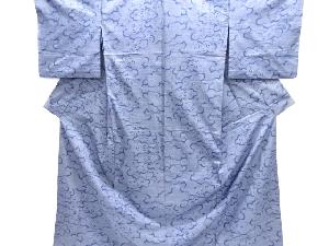 雲に花模様織出し本場泥大島紬単衣着物（5マルキ）